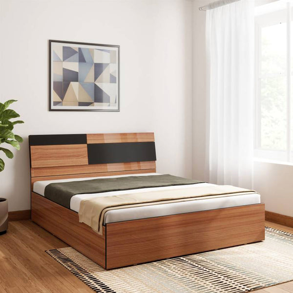 Bharat Lifestyle Rome Exotic teak Engineered Wood Queen Box Bed  (Finish Color - Exotic teak, Delivery Condition - Knock Down)