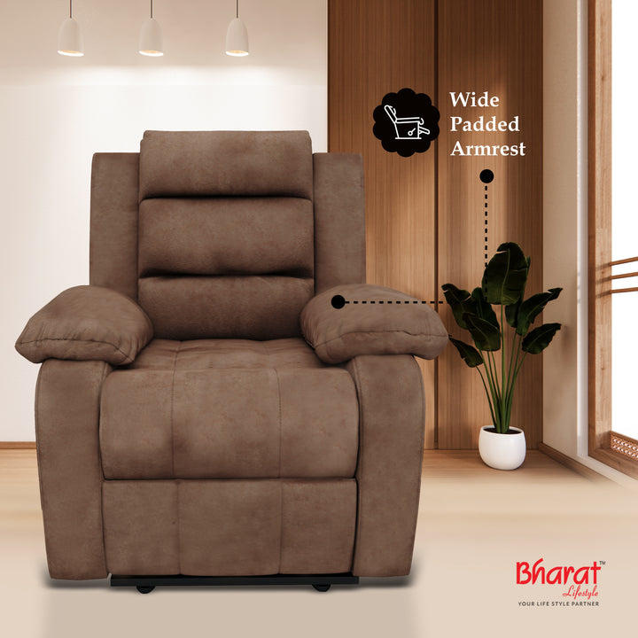 Bharat Lifestyle Austin Fabric Manual Recliner (Finish Color - Brown, DIY(Do-It-Yourself)