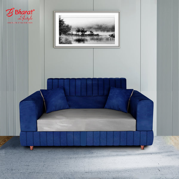 Bharat Lifestyle Atlanta Blue & Grey Fabric 2 Seater Sofa | Luxurious & Comfortable for Living Room & Bedroom | DIY Assembly | 1 Year Warranty