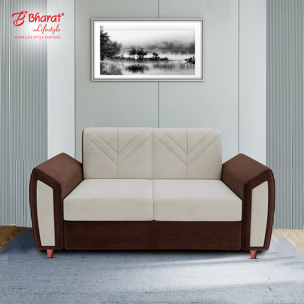 Bharat Lifestyle Edward Cream & Brown Fabric 2 Seater Sofa | Luxurious & Comfortable for Living Room & Bedroom | DIY Assembly | 1 Year Warranty