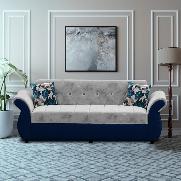 Bharat Lifestyle Alina Fabric 3 Seater Sofa  (Finish Color - Blue Grey, DIY(Do-It-Yourself))
