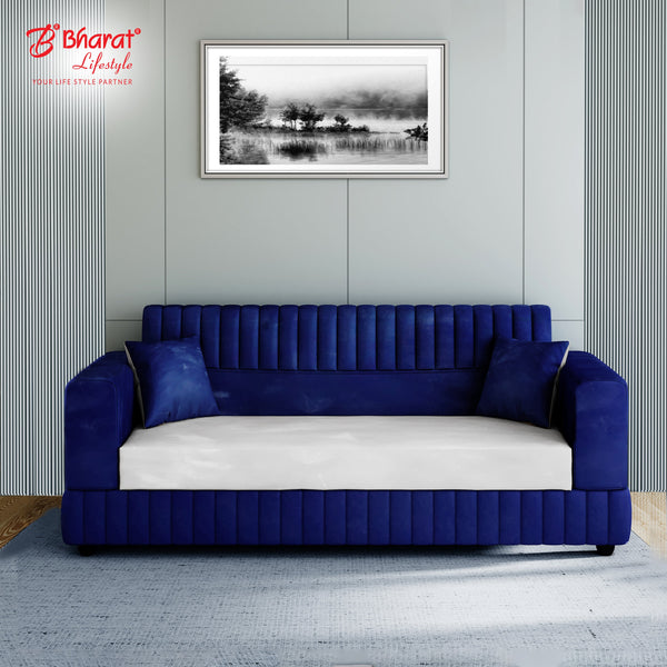 Bharat Lifestyle Atlanta Fabric 3 Seater Sofa  (Finish Color - Blue & Grey, DIY(Do-It-Yourself)