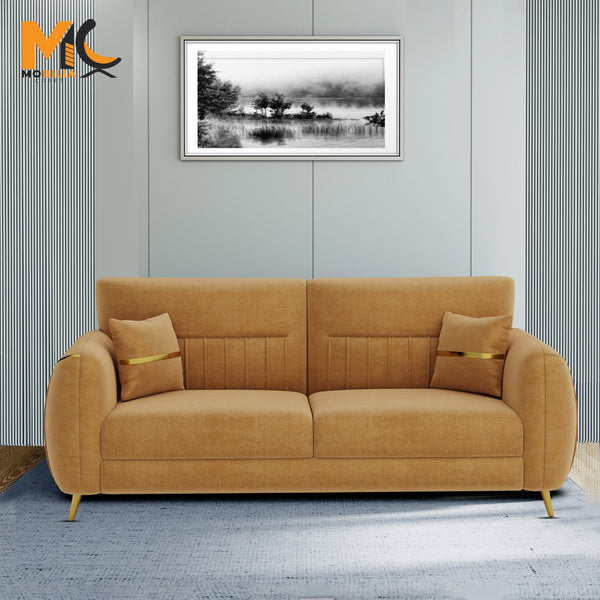 Mobilia Craft Auro Fabric 3 Seater Sofa  (Finish Color - Beige, Knock Down)