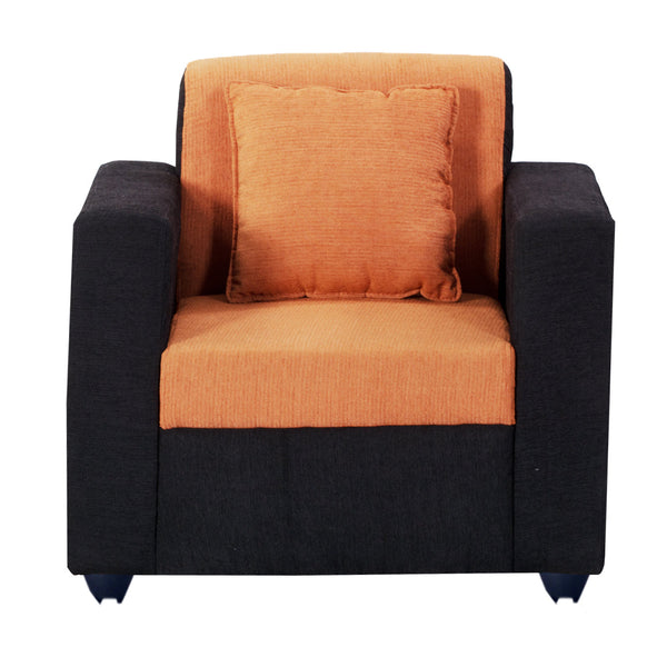 Bharat Lifestyle Desy Fabric 1 Seater Sofa  (Finish Color - Orange & Black, DIY(Do-It-Yourself))