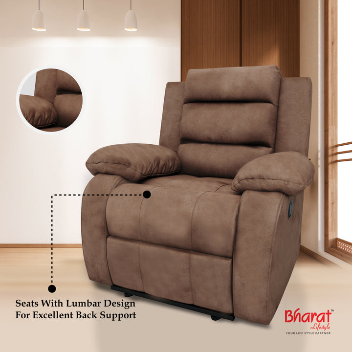 Bharat Lifestyle Austin Fabric Manual Recliner (Finish Color - Brown, DIY(Do-It-Yourself)