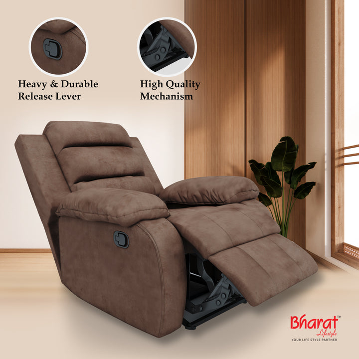 Bharat Lifestyle Austin Fabric Manual Recliner (Finish Color - Brown, DIY(Do-It-Yourself)