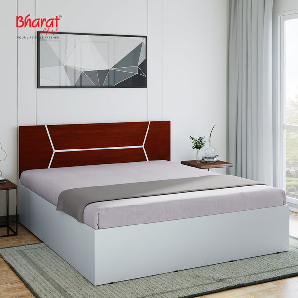 Bharat Lifestyle Cairo Engineered Wood Queen Bed  (Finish Color - White and Brown, Delivery Condition - Knock Down)