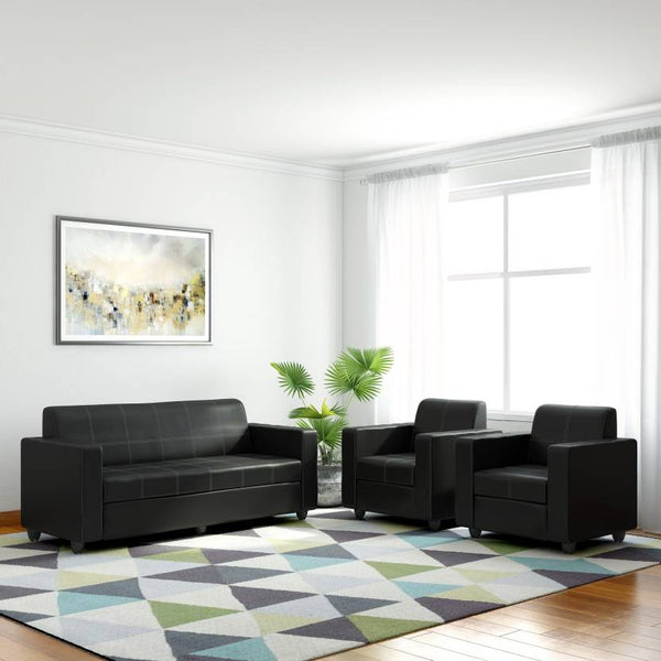 Bharat Lifestyle Cosmo Leatherette 3 + 1 + 1 Sofa Set  (Black, DIY(Do-It-Yourself)