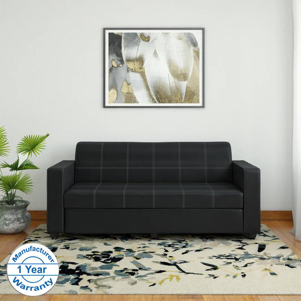 Bharat Lifestyle Cosmo Leatherette 3 Seater Sofa  (Finish Color - Black, DIY(Do-It-Yourself)