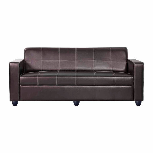Bharat Lifestyle Cosmo Leatherette 3 Seater Sofa  (Finish Color - Brown, DIY(Do-It-Yourself)