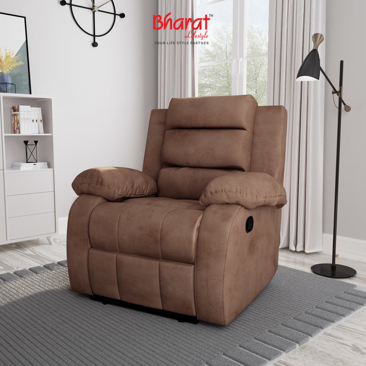 Bharat Lifestyle Austin Fabric Manual Recliner (Finish Color - Brown, DIY(Do-It-Yourself)