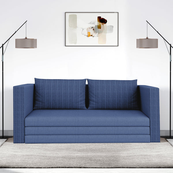 Bharat Lifestyle 3 Seater Double Solid Wood Fold Out Sofa Cum Bed  (Finish Color - Blue Delivery Condition - Pre-assembled)