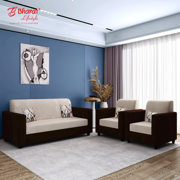 Bharat Lifestyle Brista Fabric 3 + 1 + 1 Sofa Set  (Cream Brown, DIY(Do-It-Yourself))