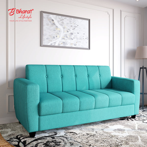 Bharat Lifestyle Deno Fabric 3 Seater Sofa  (Finish Color - Aqua Blue, DIY(Do-It-Yourself)