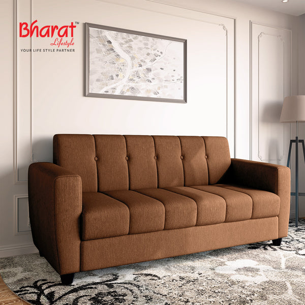 Bharat Lifestyle Deno Fabric 3 Seater Sofa  (Finish Color - Mouse Brown, DIY(Do-It-Yourself)