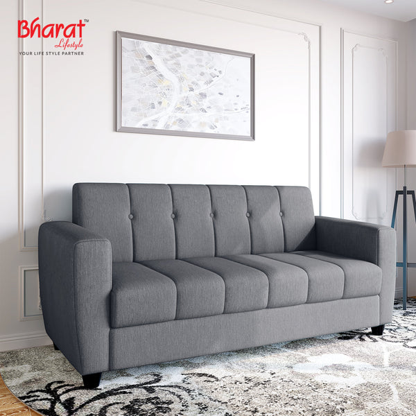 Bharat Lifestyle Deno Fabric 3 Seater Sofa  (Finish Color - Grey, DIY(Do-It-Yourself)
