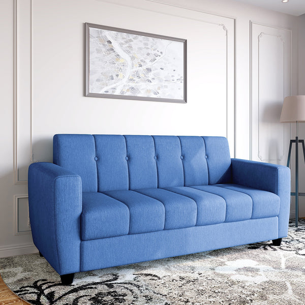 Bharat Lifestyle Deno Fabric 3 Seater Sofa  (Finish Color - Sky Blue, DIY(Do-It-Yourself)