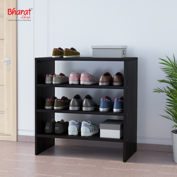 Bharat Lifestyle Orcus Engineered Wood Shoe Rack (Black, 3 Shelves, DIY(Do-It-Yourself))