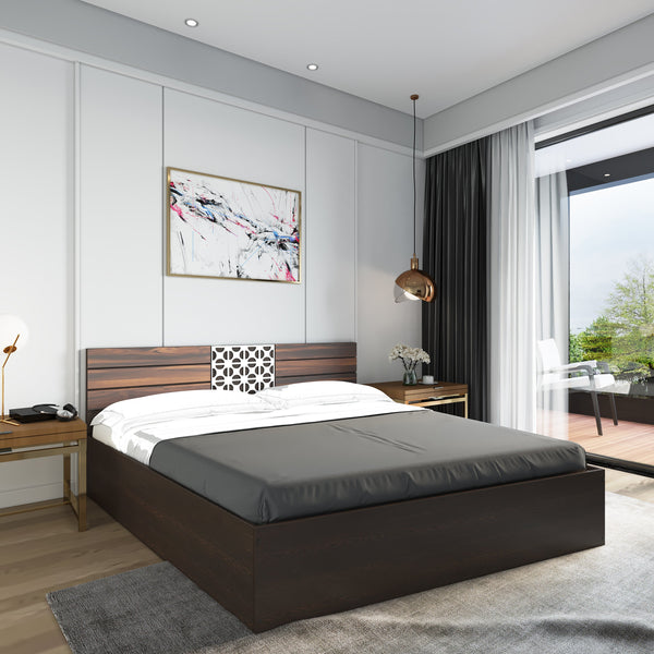 Bharat Lifestyle Chico Engineered Wood Queen Bed  (Finish Color - Wenge, Delivery Condition - Knock Down)