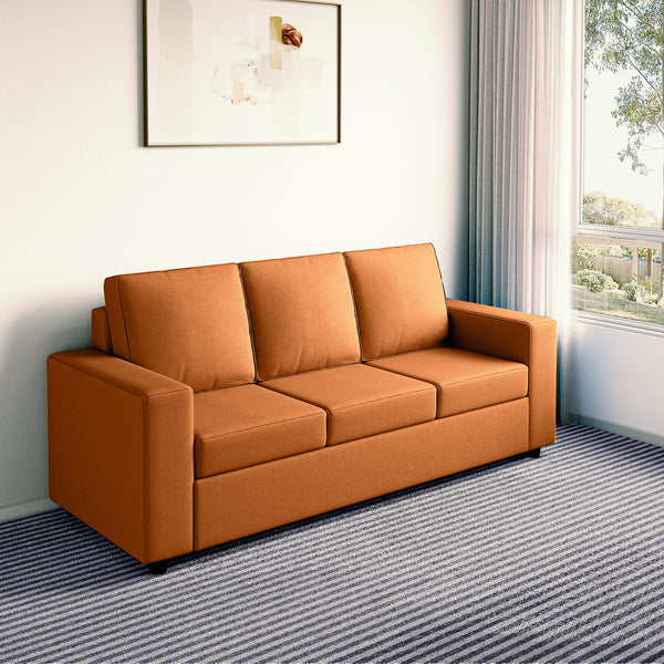 Bharat Lifestyle Cairo Fabric 3 Seater Sofa  (Finish Color - Rust Brown, DIY(Do-It-Yourself)