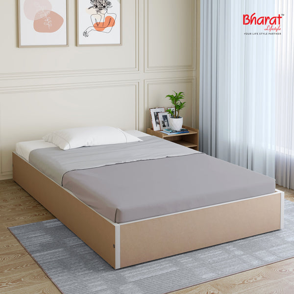 Bharat Lifestyle Norway Engineered Wood Single Bed  (Finish Color - Brown, Delivery Condition - DIY(Do-It-Yourself))