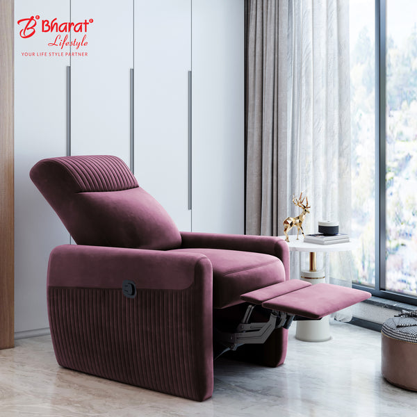 Bharat Lifestyle Sleek Fabric Manual Recliner  (Finish Color - Maroon, DIY(Do-It-Yourself))