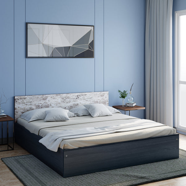 Bharat Lifestyle Cyprus Low height Engineered Wood Queen Bed  (Finish Color - Wenge & White, Delivery Condition - Knock Down)