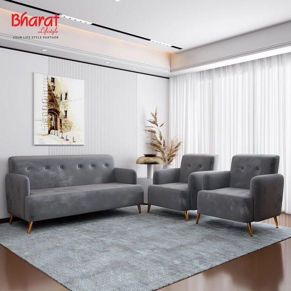 Bharat Lifestyle Dice Fabric 3 + 1 + 1 Sofa Set  (Grey, Knock Down)