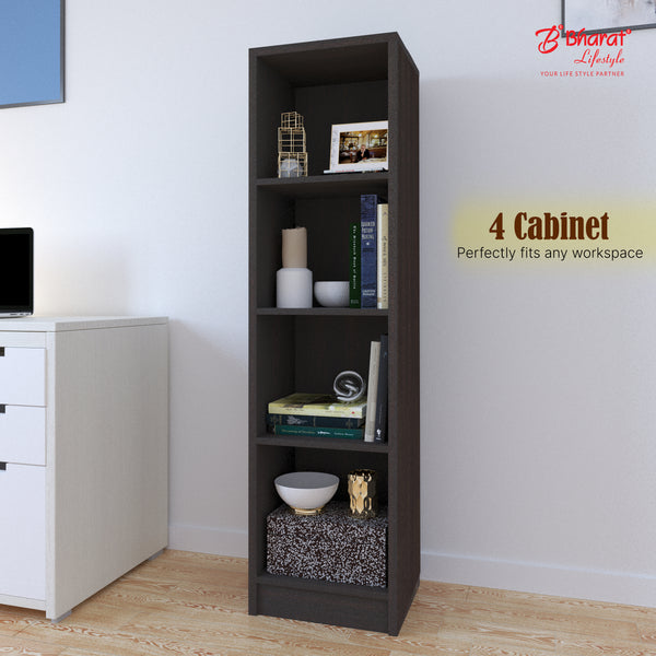 Bharat Lifestyle Seol Engineered Wood Open Book Shelf (Finish Color - Black, Knock Down)
