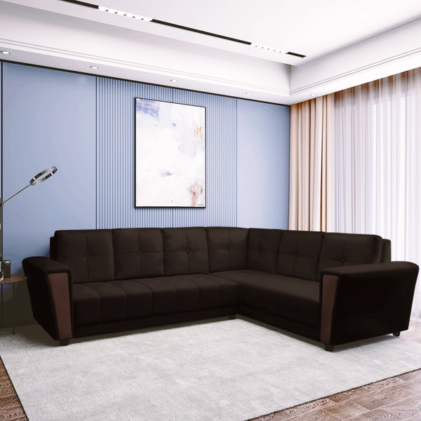 Bharat Lifestyle Cuba Leatherette 6 Seater Sofa  (Finish Color - Brown, DIY(Do-It-Yourself)