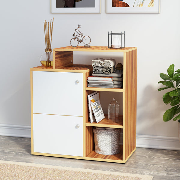 Bharat Lifestyle Doglus Engineered Wood Semi-Open Book Shelf  (Finish Color - Brown and White, Knock Down)