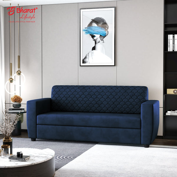 Bharat Lifestyle Deno Fabric 3 Seater Sofa  (Finish Color - Blue, DIY(Do-It-Yourself)