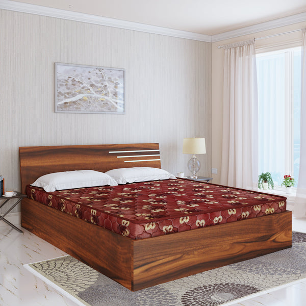 Bharat Lifestyle Amsterdam Bed With Mattress Engineered Wood Queen Bed  (Finish Color - Brown With Mattress, Delivery Condition - Knock Down)