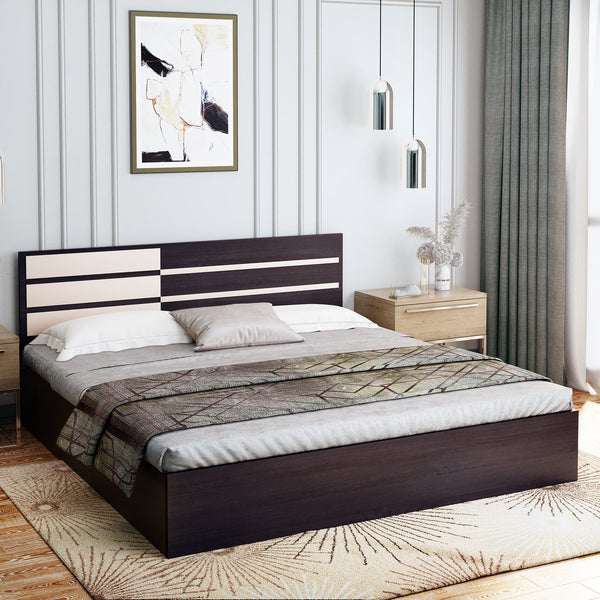 Bharat Lifestyle Clinton Engineered Wood Queen Box Bed  (Finish Color - Wenge, Delivery Condition - Knock Down)