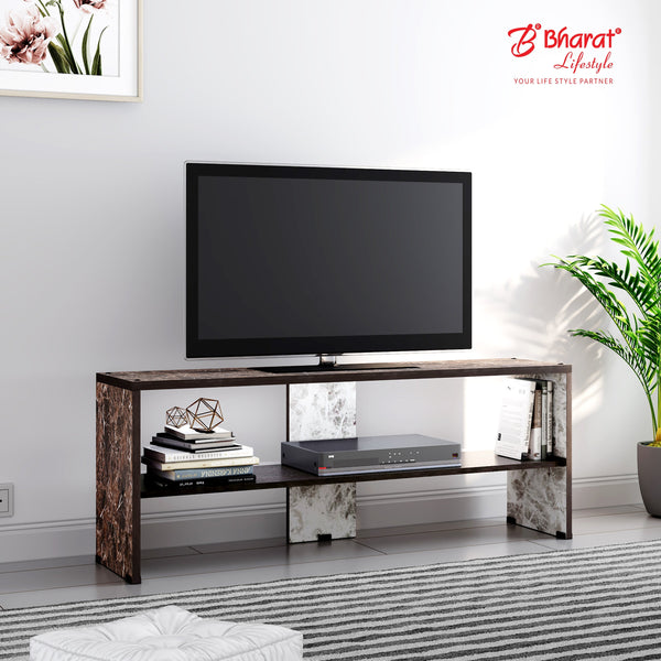 Bharat Lifestyle Pecans Engineered Wood TV Entertainment Unit (Finish Color - White & Brown, DIY(Do-It-Yourself))