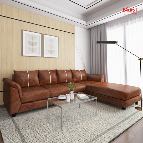 Bharat Lifestyle Stella L-Shape Fabric 6 Seater Sofa  (Finish Color - Rust Brown, DIY(Do-It-Yourself))