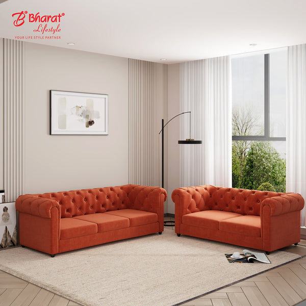 Bharat Lifestyle Crown premium soft touch Fabric 3 + 2 Sofa Set  (Brown, DIY(Do-It-Yourself))
