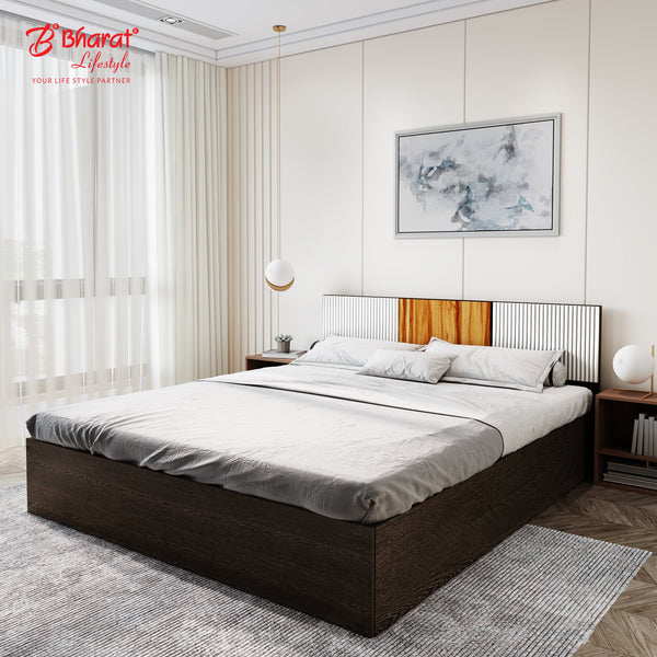 Bharat Lifestyle Aruba Engineered Wood Queen Bed  (Finish Color - Wenge, Delivery Condition - Knock Down)