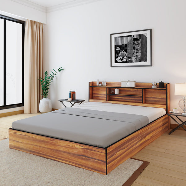 Bharat Lifestyle Freetown Engineered Wood Queen Box Bed  (Finish Color - Brown, Delivery Condition - Knock Down)
