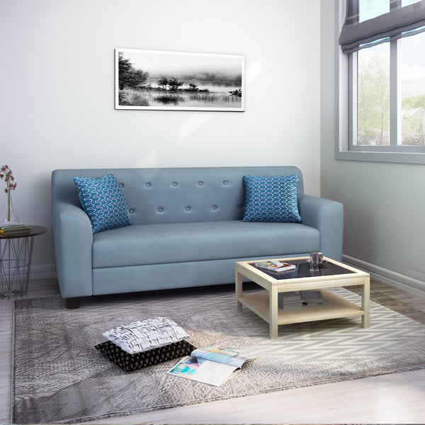 Bharat Lifestyle Anderson Premium Suede Velvet Fabric 3 Seater Sofa  (Finish Color - Blue, DIY(Do-It-Yourself))