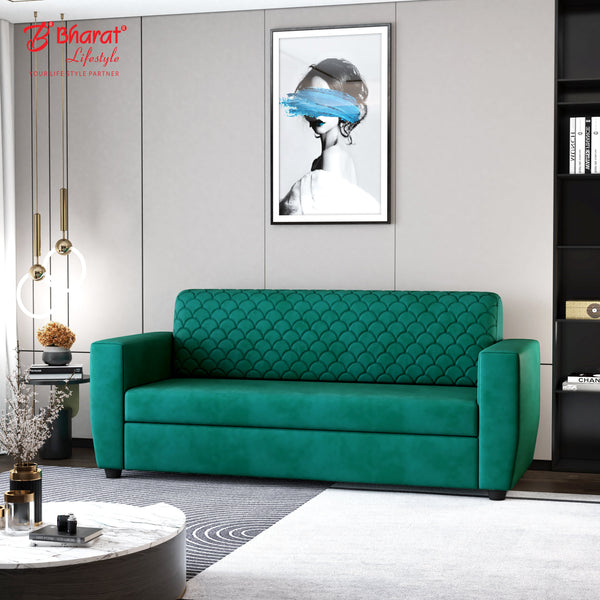 Bharat Lifestyle Deno Fabric 3 Seater Sofa  (Finish Color - Peacock Green, DIY(Do-It-Yourself)