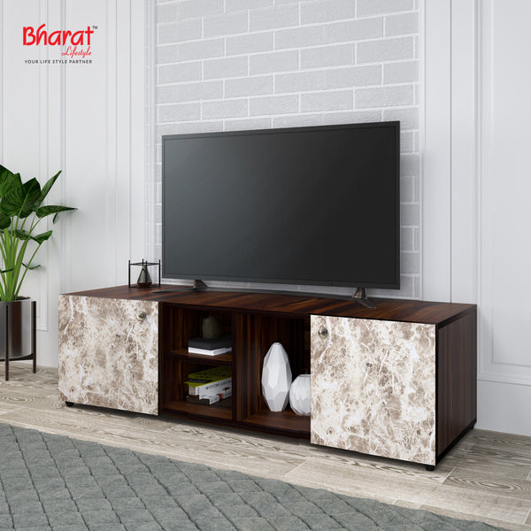 Bharat Lifestyle Beryl Engineered Wood TV Entertainment Unit  (Finish Color - White and Brown, Knock Down)