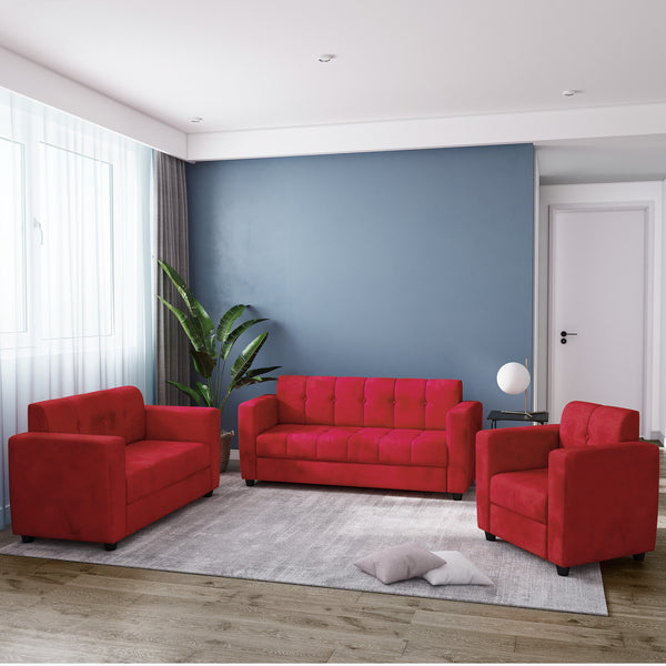 Bharat Lifestyle Deno Fabric 3 + 2 + 1 Sofa Set  (Maroon, DIY(Do-It-Yourself