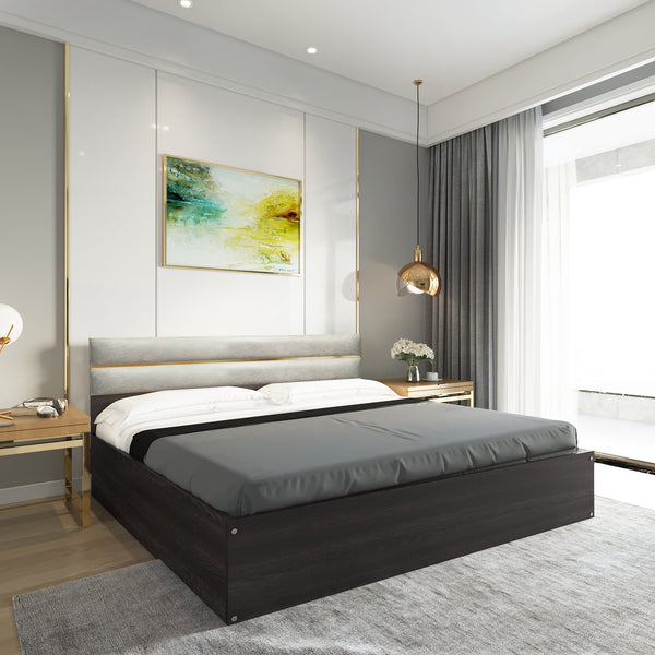 Bharat Lifestyle Shelton Engineered Wood Queen Box Bed  (Finish Color - Wenge, Delivery Condition - Knock Down)