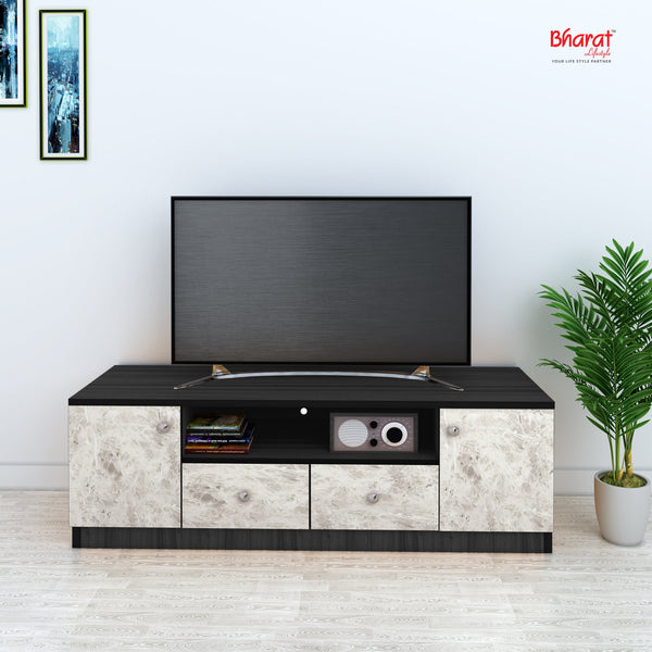Bharat Lifestyle Copal Engineered Wood TV Entertainment Unit  (Finish Color - White and Wenge, Knock Down)