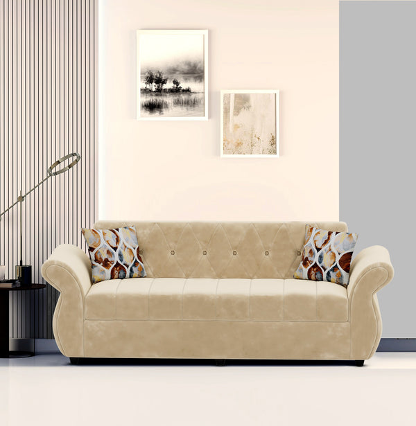 Bharat Lifestyle Alina Fabric 3 Seater Sofa  (Finish Color - Cream, DIY(Do-It-Yourself))