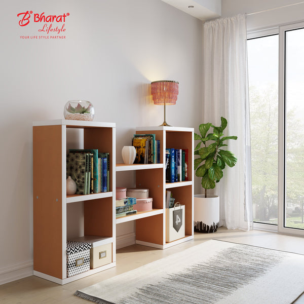 Bharat Lifestyle Fisher Engineered Wood Semi-Open Book Shelf (Finish Color - Brown and White, DIY(Do-It-Yourself))