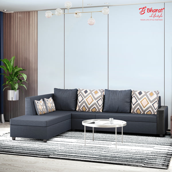 Bharat Lifestyle Nano Fabric 6 Seater Sofa | Grey Finish | Right Hand Diwan | Luxurious & Comfortable Sofa Set for Living Room, Bedroom, Home & Office | DIY Assembly | 1 Year Warranty