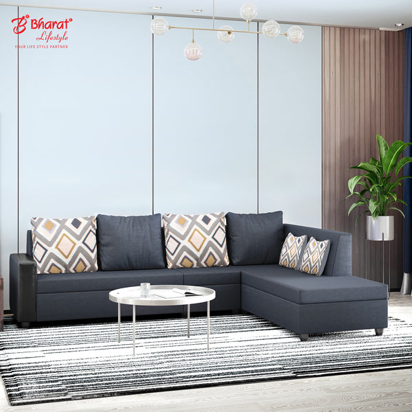 Bharat Lifestyle Nano Fabric 6 Seater Sofa | Grey Finish | Left Hand Diwan | Luxurious & Comfortable Sofa Set for Living Room, Bedroom, Home & Office | DIY Assembly | 1 Year Warranty