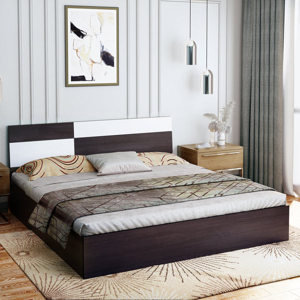 Bharat Lifestyle Rome Engineered Wood Queen Box Bed  (Finish Color - White & Wenge, Delivery Condition - Knock Down)